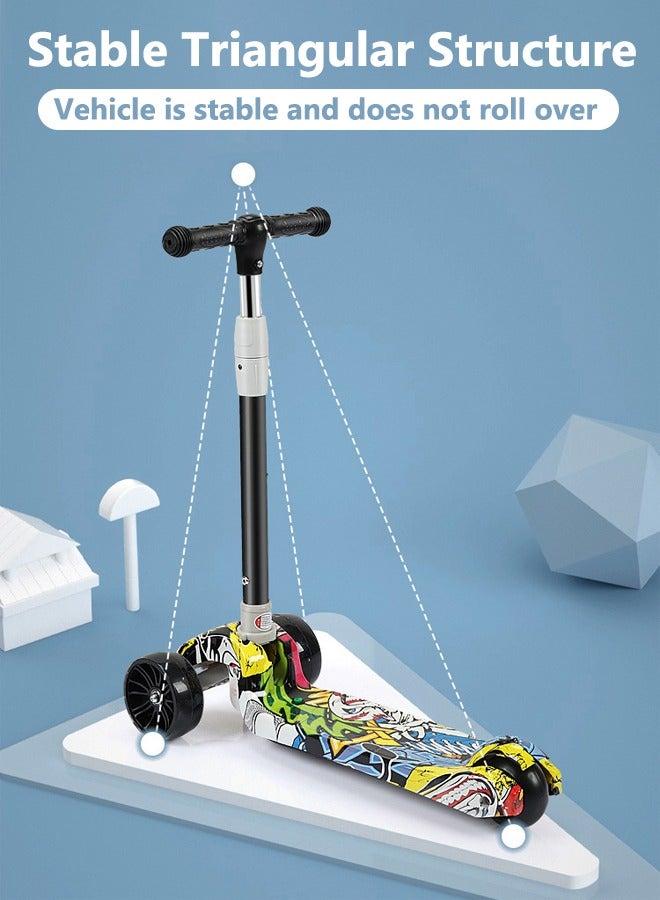 Kids Scooter, Foldable 3 Wheel Toddler with Flash Wheels and Music, Adjustable Kids Kick Scooter for Kids Ages 2-12 Years Old  - Image 2