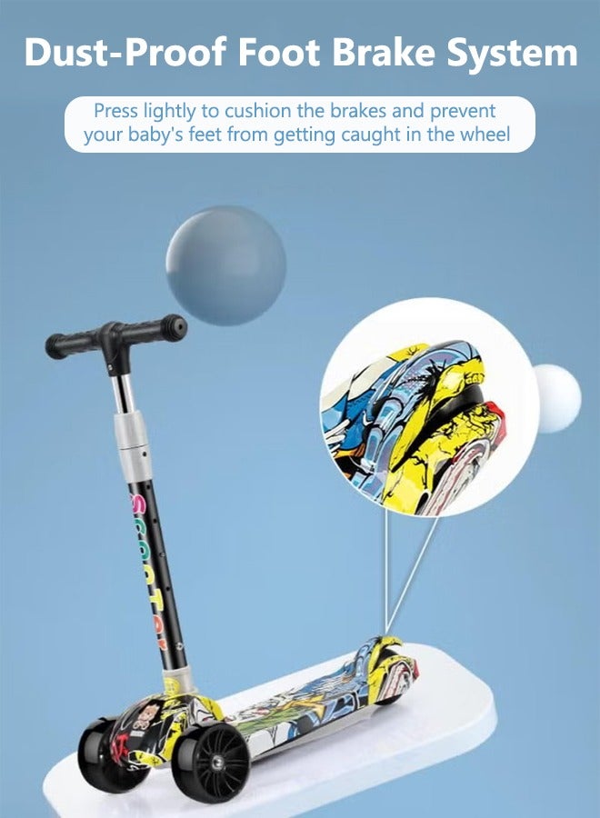 Kids Scooter, Foldable 3 Wheel Toddler with Flash Wheels and Music, Adjustable Kids Kick Scooter for Kids Ages 2-12 Years Old  - Image 5