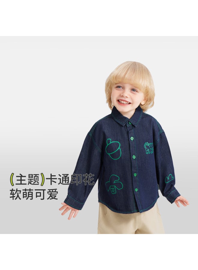 Baby Denim Shirt Boys Long Sleeve Shirt Kids Cartoon Outdoor Casual Girls Top - Image 3