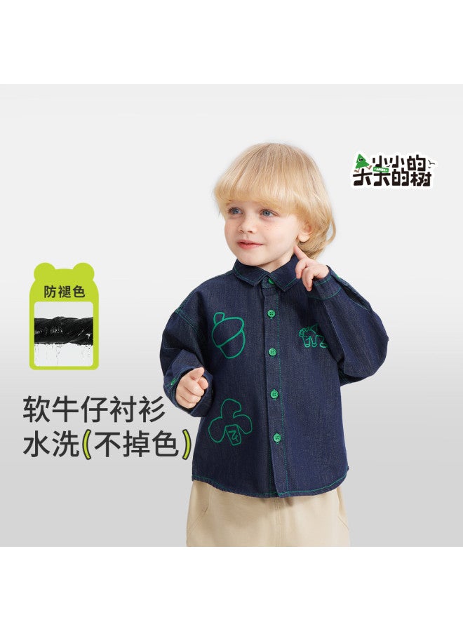Baby Denim Shirt Boys Long Sleeve Shirt Kids Cartoon Outdoor Casual Girls Top - Image 2