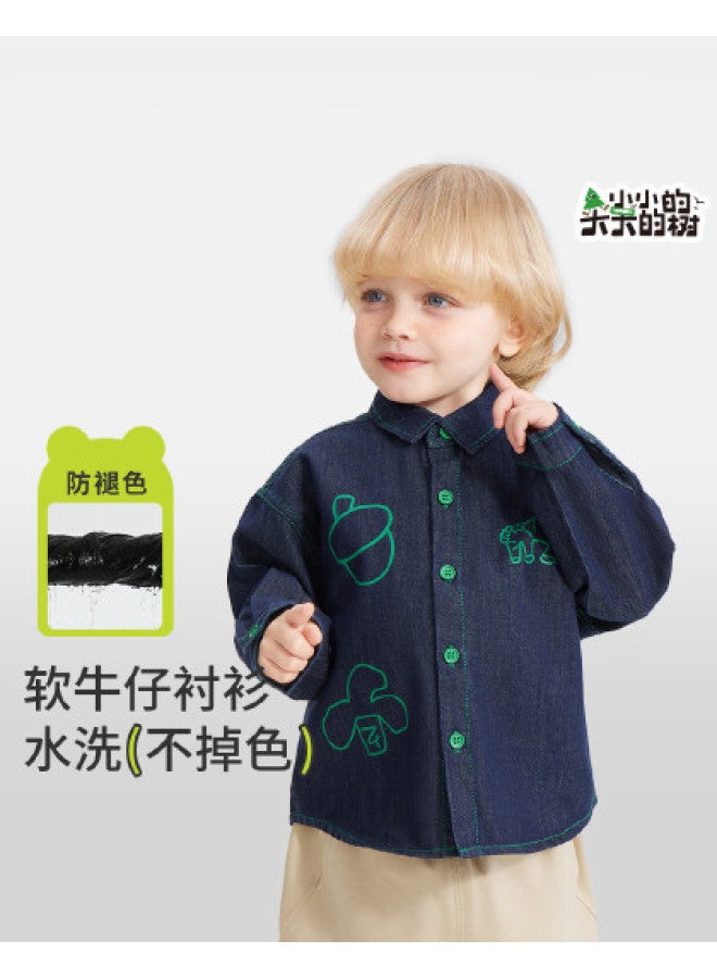 Baby Denim Shirt Boys Long Sleeve Shirt Kids Cartoon Outdoor Casual Girls Top - Image 1