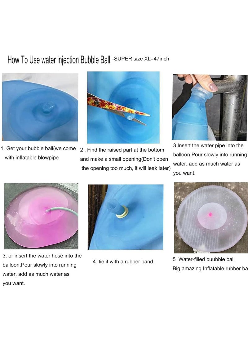 Generic 1 Piece 47'' Giant Bubble Ball Toy for Adults Inflatable Fun Ball Water Injection Bubble Ball Balloons Beach Garden Ball Soft Rubber Ball for Outdoor Indoor  - Image 5