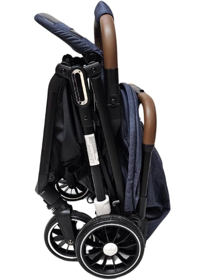 SMR kids T808 Easy Fold and Multi-Position Baby Stroller, with 5 Point Strap, Adjustable Backrest and Sun Protection Canopy 70 X 108 X 54 Blue - Image 5