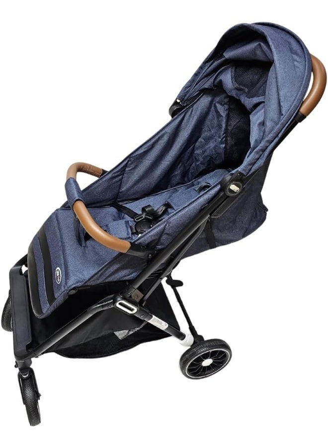 SMR kids T808 Easy Fold and Multi-Position Baby Stroller, with 5 Point Strap, Adjustable Backrest and Sun Protection Canopy 70 X 108 X 54 Blue - Image 2