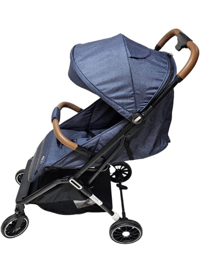 SMR kids T808 Easy Fold and Multi-Position Baby Stroller, with 5 Point Strap, Adjustable Backrest and Sun Protection Canopy 70 X 108 X 54 Blue - Image 3