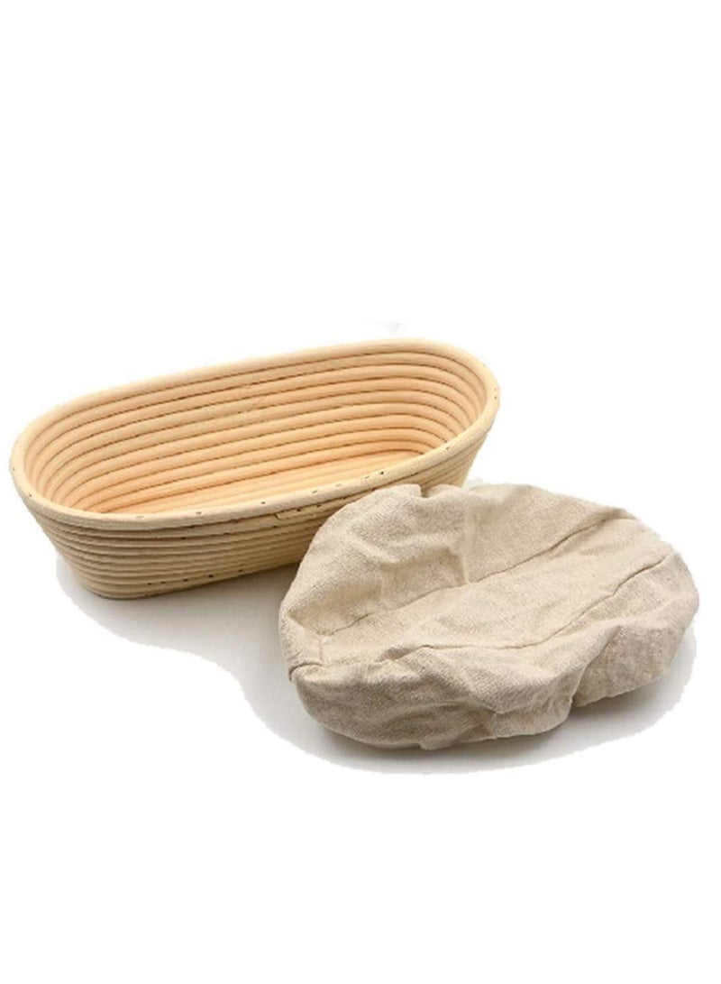 10 x 6 x 4 inch Premium Oval Banneton Basket with Liner - Perfect Brotform Proofing Basket for Making Beautiful Bread, For Home  Professional Sourdough Baking - Image 1