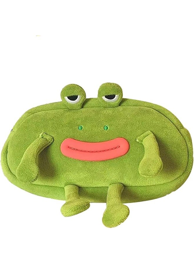 حقيبة أقلام بتصميم ضفدع، بتصميم مرح ومبتكر، بتصميم كابيبارا بني، عيون واسعة، طائر نورس، فم كبير، ضفدع أخضر، سطح ناعم محشو، ملابس رقيقة، حافظة أقلام بسحاب، حافظة أقلام، حامل تخزين أقلام، حقيبة أقلام - ضفدع - Image 1