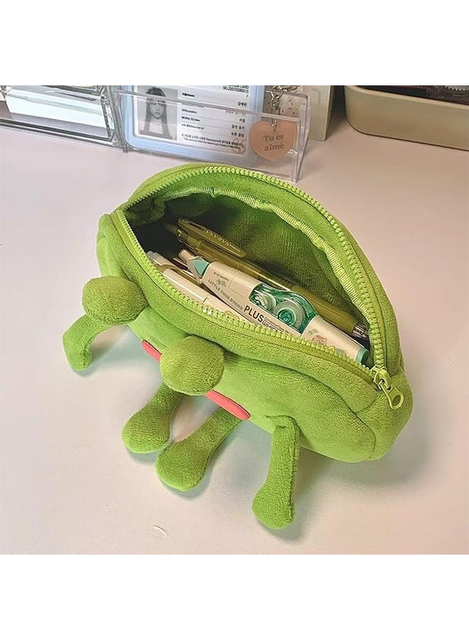 حقيبة أقلام بتصميم ضفدع، بتصميم مرح ومبتكر، بتصميم كابيبارا بني، عيون واسعة، طائر نورس، فم كبير، ضفدع أخضر، سطح ناعم محشو، ملابس رقيقة، حافظة أقلام بسحاب، حافظة أقلام، حامل تخزين أقلام، حقيبة أقلام - ضفدع - Image 3