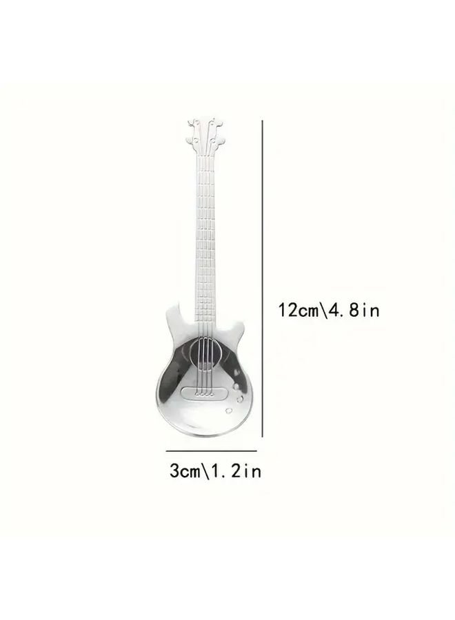 Guitar Shaped Stainless Steel Spoon Silvery Color Durable Multi Functional Kitchen Tool - Image 3