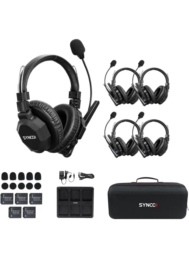 SYNCO XTALK XMax5 Wireless Intercom Headset System 2.4GHz Full Duplex 500m Range Dual-Ear Team Communication Headset for Live Show Stage Performance Movie Production 5 Users - Image 1