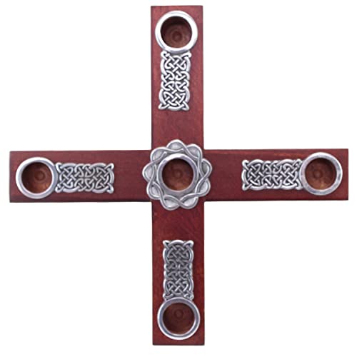 Cathedral Art Celtic Knot Wood Cross Advent Wreath Candle Holder, 8-Inch Diameter, Brown, Model:AD133 - Image 1