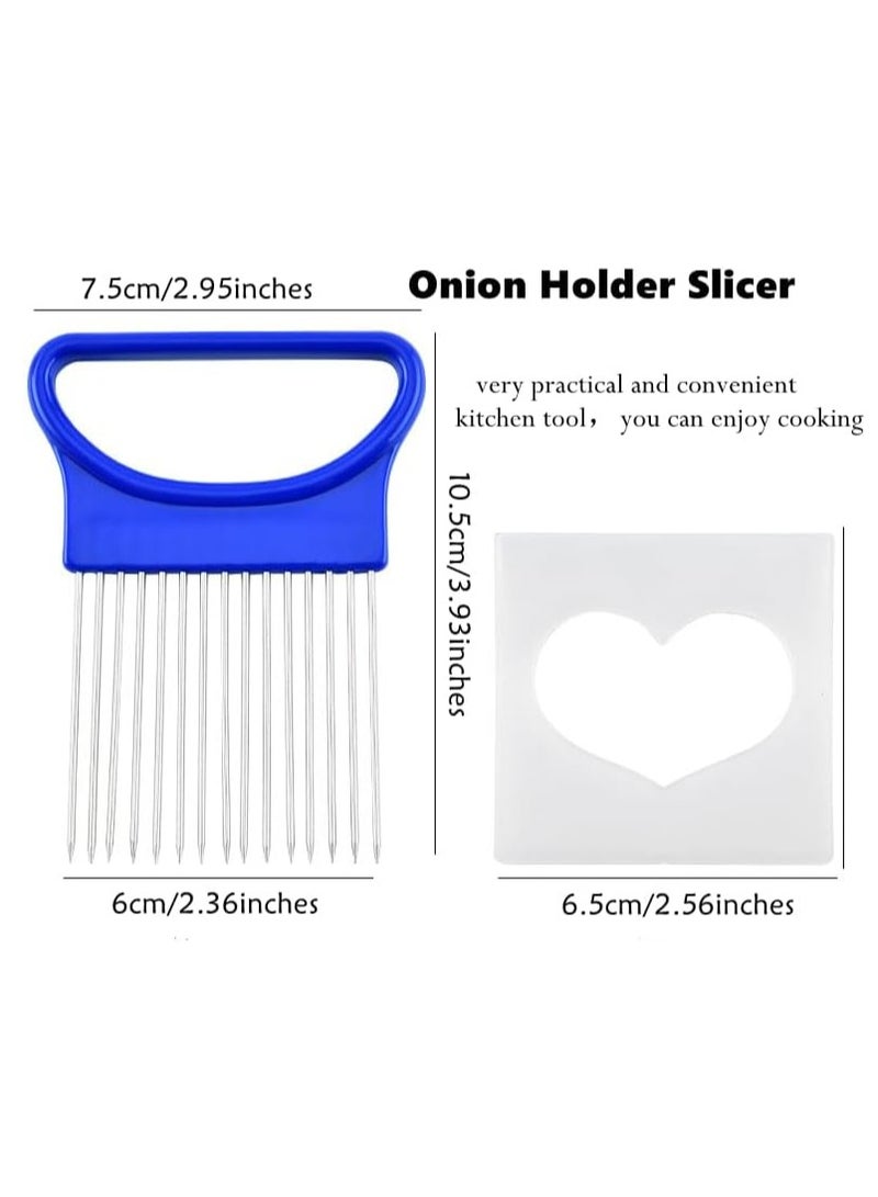 Pack of 4 Stainless Steel Onion Slicers with Covers Vegetable Tomato Lemon and Meat Slicing Tools Food Preparation Accessories - Image 2