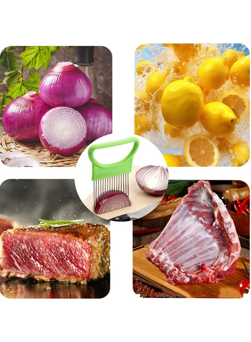 Pack of 4 Stainless Steel Onion Slicers with Covers Vegetable Tomato Lemon and Meat Slicing Tools Food Preparation Accessories - Image 5
