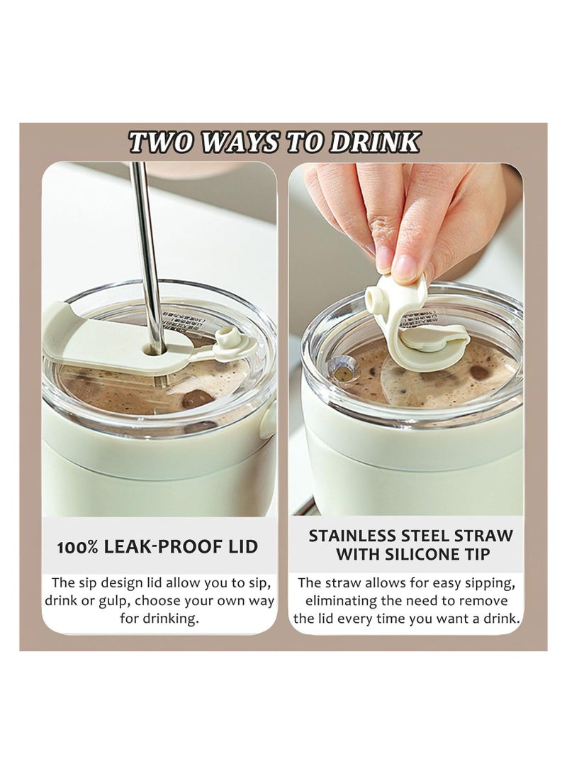 general Coffee Mug with Handle, 480ML Double Layer Vacuum Straw Travel Coffee Mug, Stainless Steel Insulated Mug, Home and Office Travel Coffee Mug Insulated Mugs - Image 2