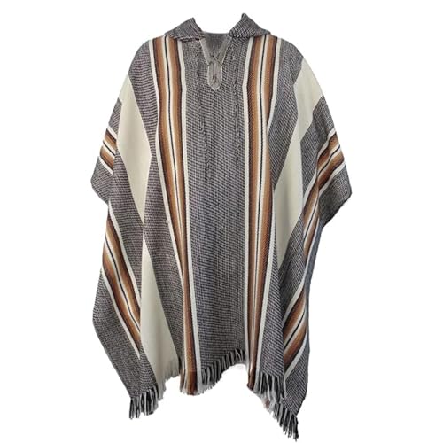 Gamboa Alpaca Wool Poncho Men Panchos Mexican with Hood Adult Cowboy and Western Hippie Poncho para Hombre - Image 1