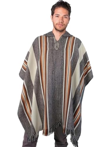Gamboa Alpaca Wool Poncho Men Panchos Mexican with Hood Adult Cowboy and Western Hippie Poncho para Hombre - Image 2