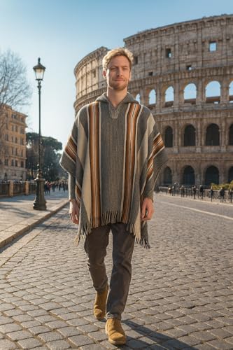 Gamboa Alpaca Wool Poncho Men Panchos Mexican with Hood Adult Cowboy and Western Hippie Poncho para Hombre - Image 4