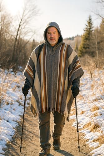 Gamboa Alpaca Wool Poncho Men Panchos Mexican with Hood Adult Cowboy and Western Hippie Poncho para Hombre - Image 5