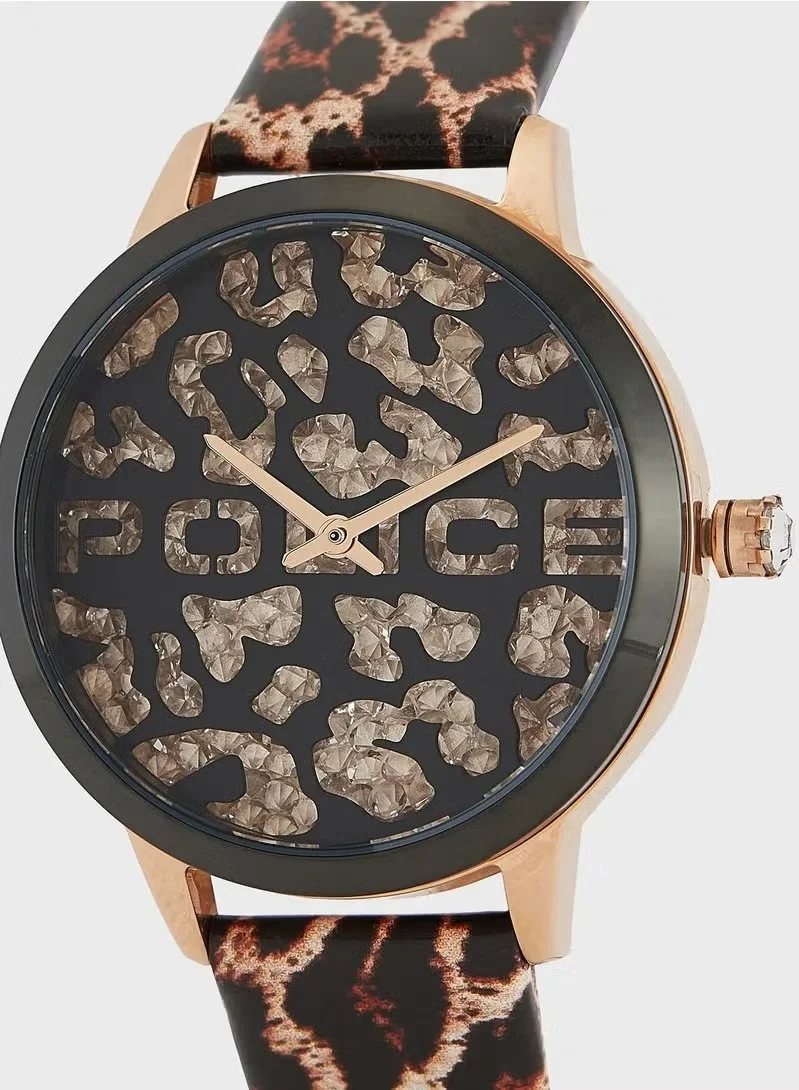 بوليس ساعة باغين نسائية كوارتز بحزام جلد 36 مم