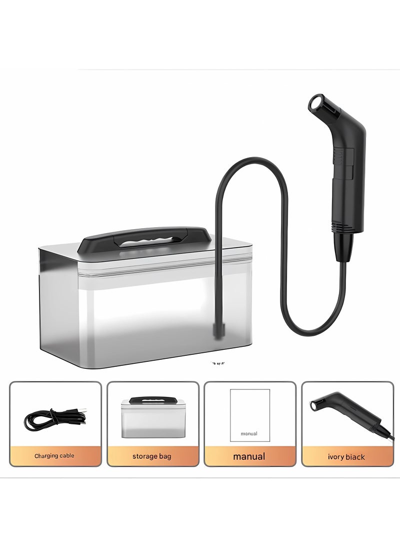 أكثر حظا شطاف محمول للسفر، مسدس رش كهربائي، بخاخ محمول قابل لإعادة الشحن بمنفذ USB-C مع ضغط ماء قوي للتخييم في الهواء الطلق (أسود) - Image 2