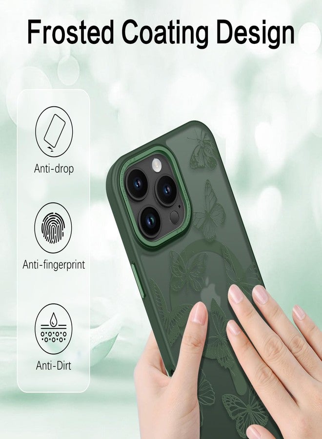 BENTOBEN for iPhone 16 Pro Max Case,Cute Butterfly Pattern iPhone 16 Pro Max Magnetic Case [Compatible with MagSafe] Translucent Matte Slim Protective Case for iPhone 16 Pro Max 6.9", Forest Green - Image 4