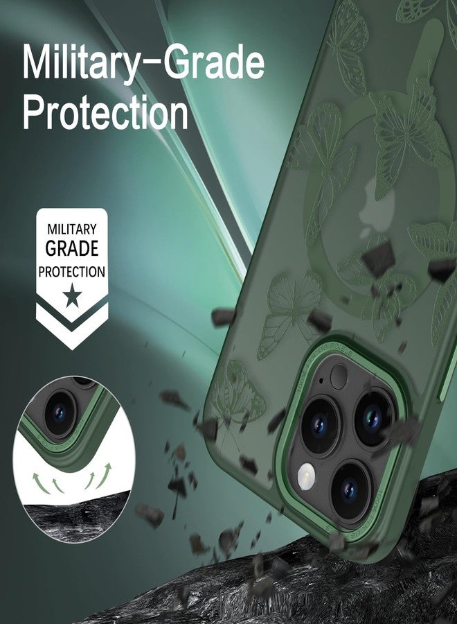 BENTOBEN for iPhone 16 Pro Max Case,Cute Butterfly Pattern iPhone 16 Pro Max Magnetic Case [Compatible with MagSafe] Translucent Matte Slim Protective Case for iPhone 16 Pro Max 6.9", Forest Green - Image 3