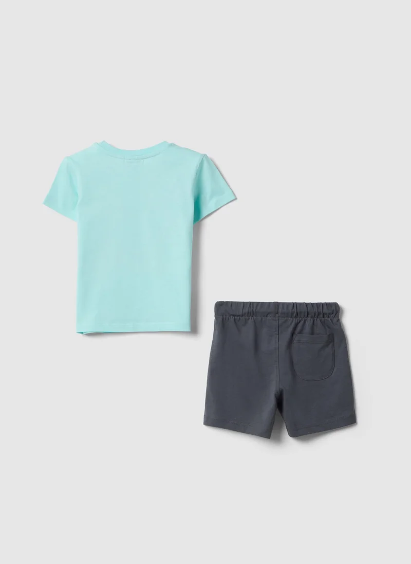 او في اس Ovs Multicolour Pure Cotton Regular Fit Set For Boys - T-Shirt And Shorts