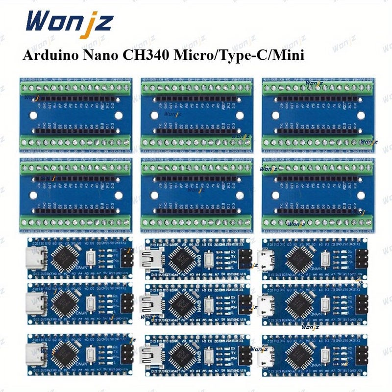 مجموعة المبتدئين الفاخرة للمبتدئين من نوع Micro Type C Mini Nano V3 مع لوحة توسعة مخصصة للإدخال والإخراج، مثالية لبيئة Arduino IDE وأدوات التعلم التعليمية STEM - Image 1