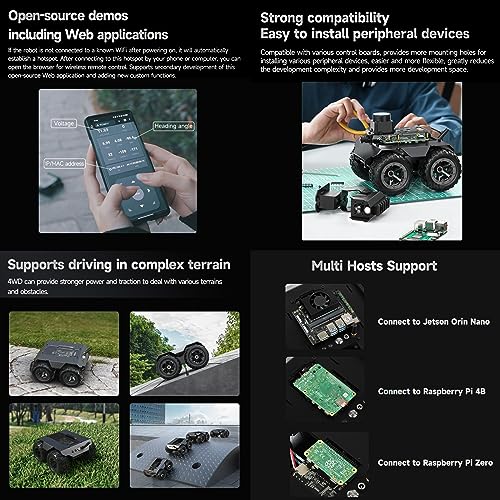 Waveshare Wave Rover Flexible and Expandable 4WD Mobile Robot Chassis, Full Metal Body, Multiple Hosts Support, with Onboard ESP32 Module - Image 5