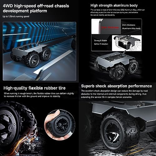 Waveshare Wave Rover Flexible and Expandable 4WD Mobile Robot Chassis, Full Metal Body, Multiple Hosts Support, with Onboard ESP32 Module - Image 4