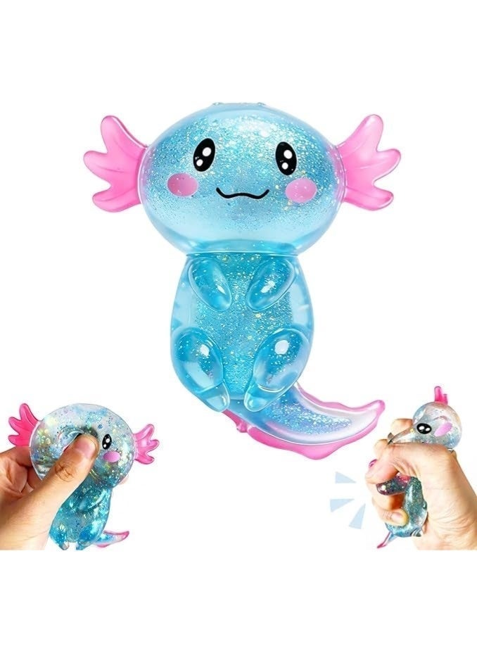Western Mountains Axolotls Squishies Fidget Stress Ball,Cute Squishies Axolotls Toy,Easter Basket Stuffers, Stress Ball Squeeze Toys for Stress Relief (Blue) - Image 1