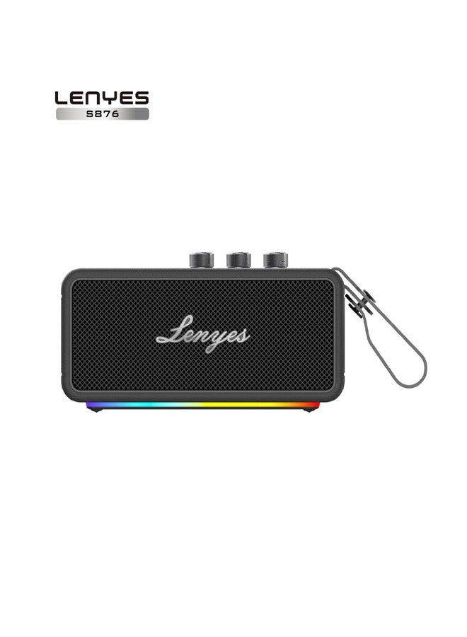 Lenyes S876 Bluetooth Speaker | 90W Powerful Sound | 4000mAh Battery with Power Bank | IPX6 Waterproof | RGB Lights | TWS Pairing | Bluetooth v5.3 | AUX USB TF Support Audio App - Image 1