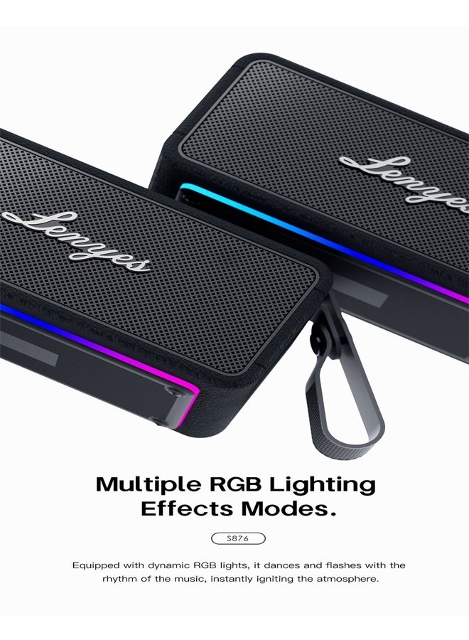 Lenyes S876 Bluetooth Speaker | 90W Powerful Sound | 4000mAh Battery with Power Bank | IPX6 Waterproof | RGB Lights | TWS Pairing | Bluetooth v5.3 | AUX USB TF Support Audio App - Image 5