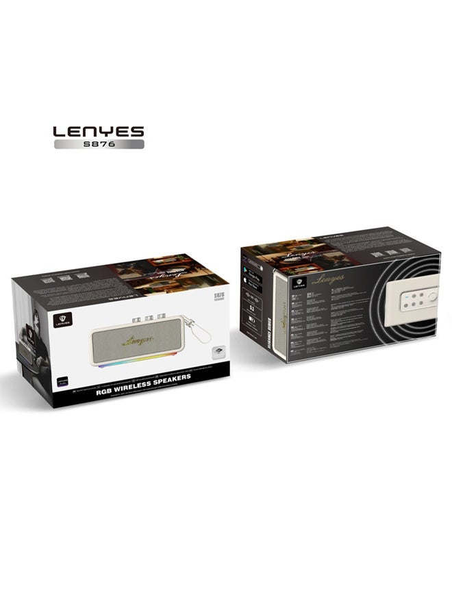 Lenyes S876 Bluetooth Speaker | 90W Powerful Sound | 4000mAh Battery with Power Bank | IPX6 Waterproof | RGB Lights | TWS Pairing | Bluetooth v5.3 | AUX USB TF Support Audio App - Image 2