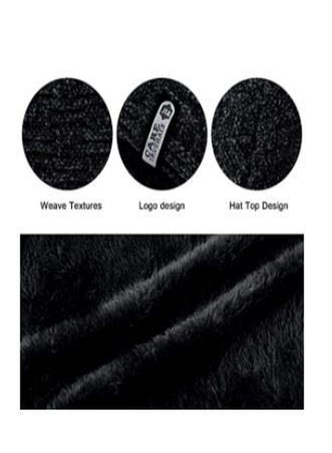 CLOTHERA قبعة شتوية من قطعتين من كلوثيرا (واحدة سوداء وواحدة زرقاء داكنة) للرجال والنساء، قبعة محبوكة مبطنة بالفرو الدافئ - Image 3