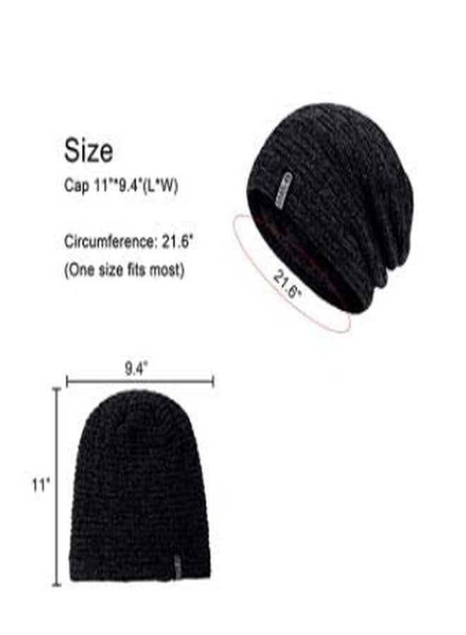 CLOTHERA قبعة شتوية من قطعتين من كلوثيرا (واحدة سوداء وواحدة زرقاء داكنة) للرجال والنساء، قبعة محبوكة مبطنة بالفرو الدافئ - Image 2