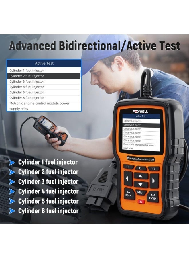 Foxwell NT510 Elite Full System OBD OBD2 Scanner ABS SRS Airbag SAS AT EPB DPF Reset Battery Registration Car Diagnostic Tool, Designed for Family User - Image 5