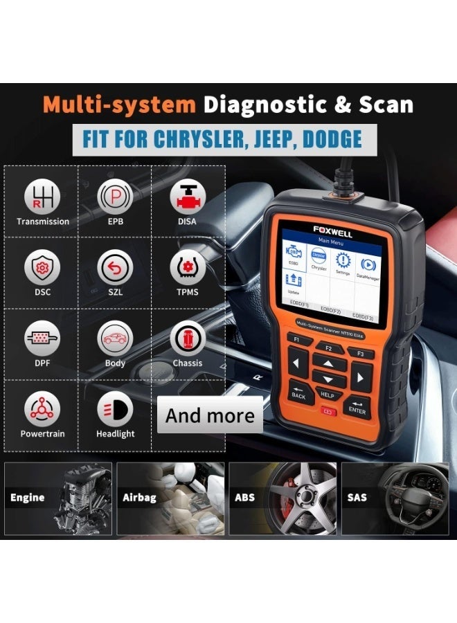 Foxwell NT510 Elite Full System OBD OBD2 Scanner ABS SRS Airbag SAS AT EPB DPF Reset Battery Registration Car Diagnostic Tool, Designed for Family User - Image 3