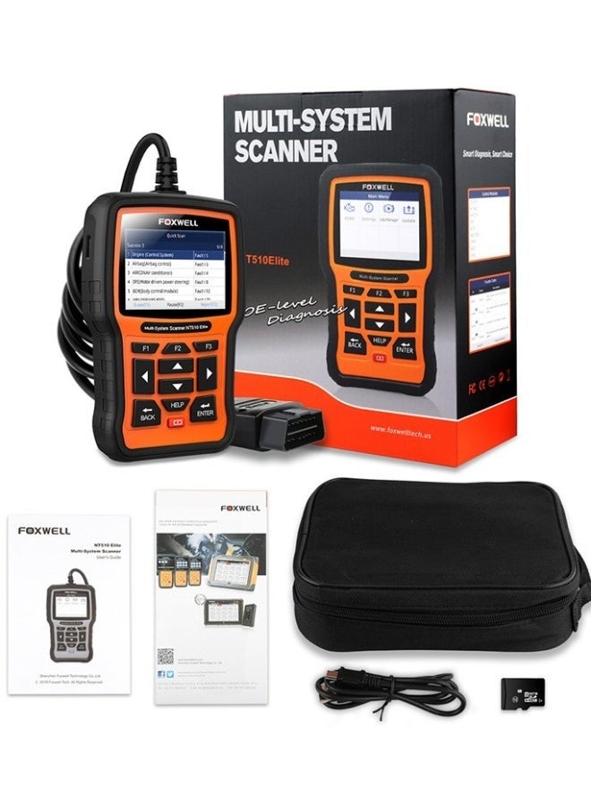 Foxwell NT510 Elite Full System OBD OBD2 Scanner ABS SRS Airbag SAS AT EPB DPF Reset Battery Registration Car Diagnostic Tool, Designed for Family User - Image 1