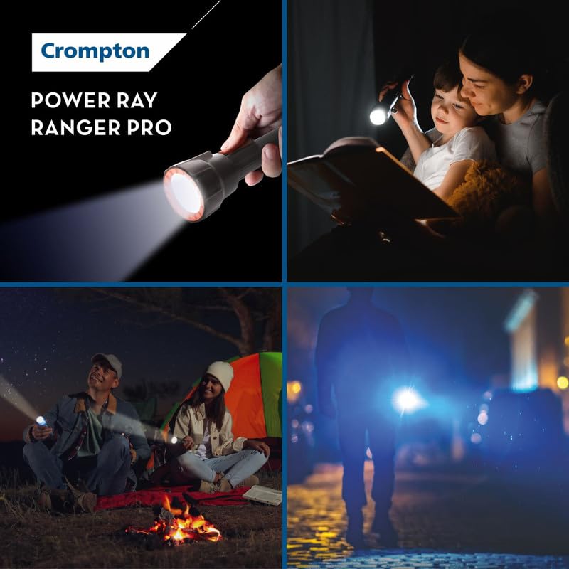 Crompton Ranger Pro Rechargeable LED Torch Light with USB Type-C Charging | Dual Mode Lighting (Black & Orange, Pack of 2) - Image 4