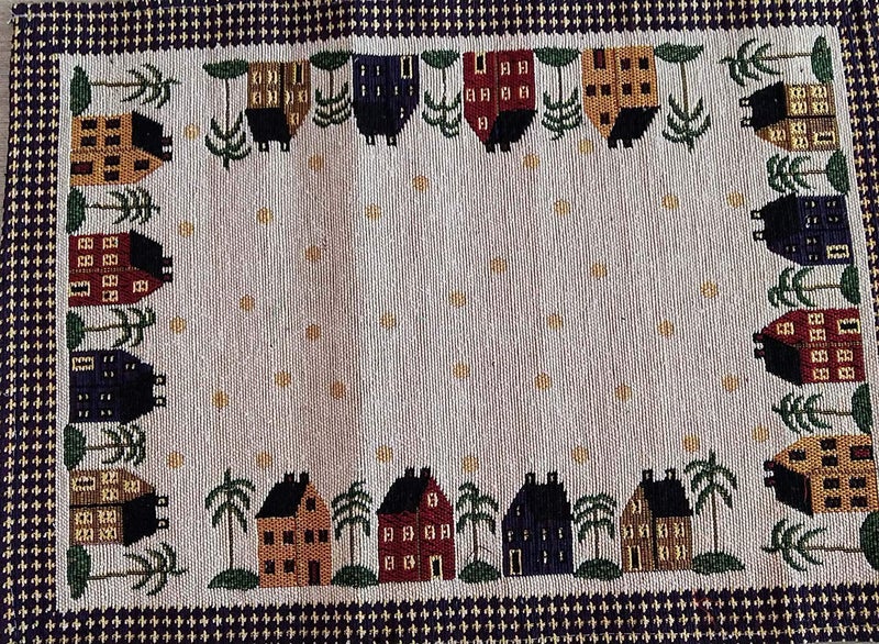 Home Decor Kart Home Decor Kart Export Quality Jacquard Cotton Hut Design Dining Table Mats with Runner 1 Runner and 6 Mats Mats 125 x 19 Inch Table Runner 54 x 13Inch 5 Set of 7 - Image 3