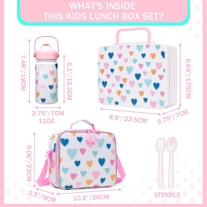 Oruiji Kids Bento Lunch Box with 6 Compartments Girls Lunch Box with Lunch Bag,Stainless Steel Water Bottle,Ice Pack & Utensils Set,Birthday Gifts for Ages 3-12 Back to School Toddler Girls - Image 2