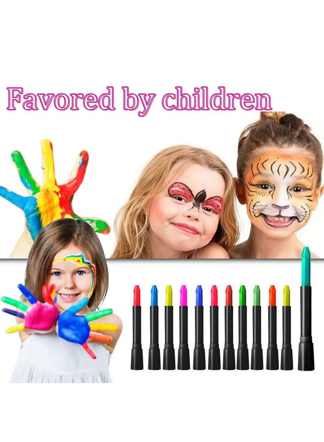 Moonear 12 Colors Glow Face Body Paint, UV Crayons Makeup Glow in The Black Light Body Paints for Kids Adult, Fluorescent Neon Face Painting Kit for Birthday Party Halloween Masquerade Makeup Outdoor - Image 4