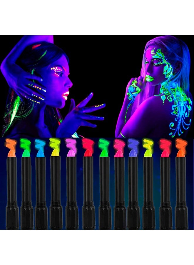 Moonear 12 Colors Glow Face Body Paint, UV Crayons Makeup Glow in The Black Light Body Paints for Kids Adult, Fluorescent Neon Face Painting Kit for Birthday Party Halloween Masquerade Makeup Outdoor - Image 1