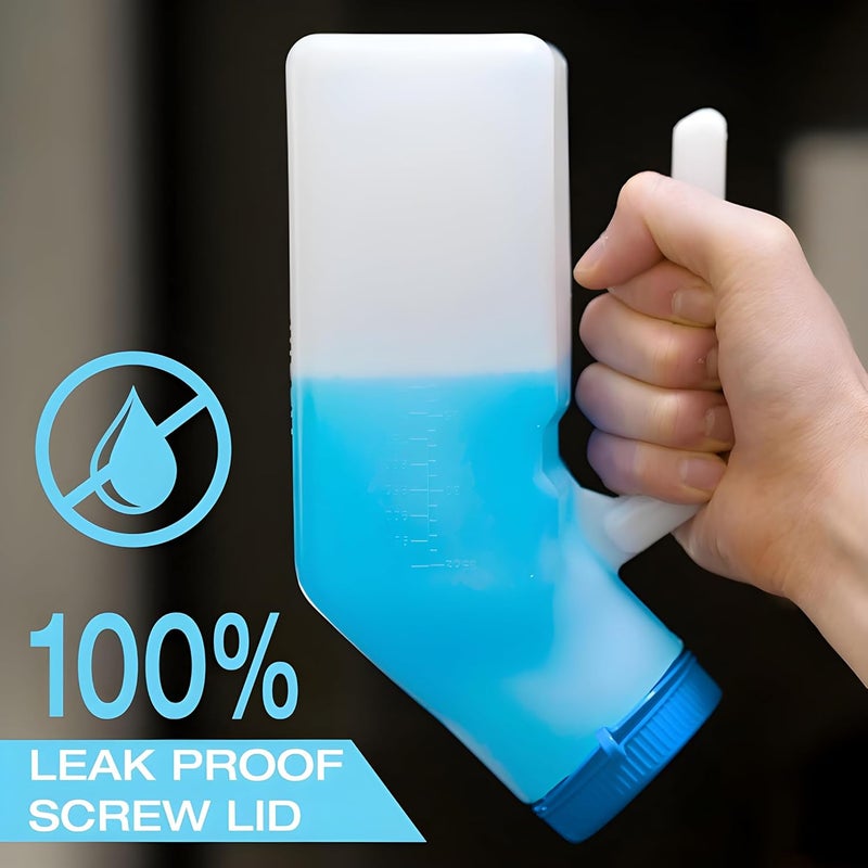 Tilcare Urinals for Men Glow in The Dark Lid by (1 Pack) - 32oz/1000mL Thick Plastic Mens Bedpan Bottle with Screw-on Lid - Spill Proof Portable Pee Bottles - Travel Urine Collection Containers - Image 2