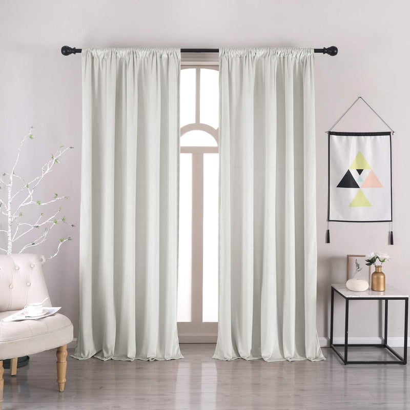 Bleach White Velvet Curtains  nanbowang 84 Inches Long Soft Curtains Rod Pocket Thermal Insulated Curtains Window Treatment for Bedroom Light Filtering Curtains Set of 2 Panels