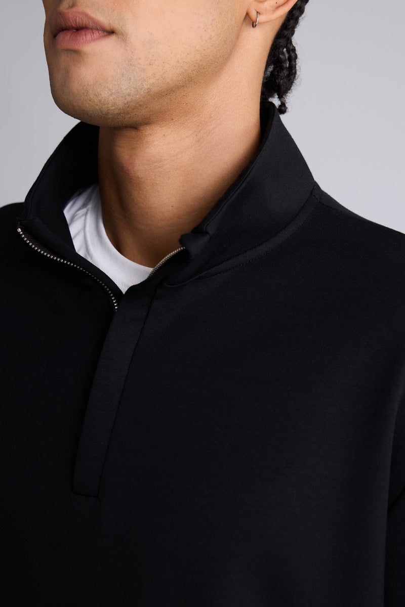 DeFacto Black Man Standard Fit Stand Collar Modal Sports Sweatshirt Casual - Image 4