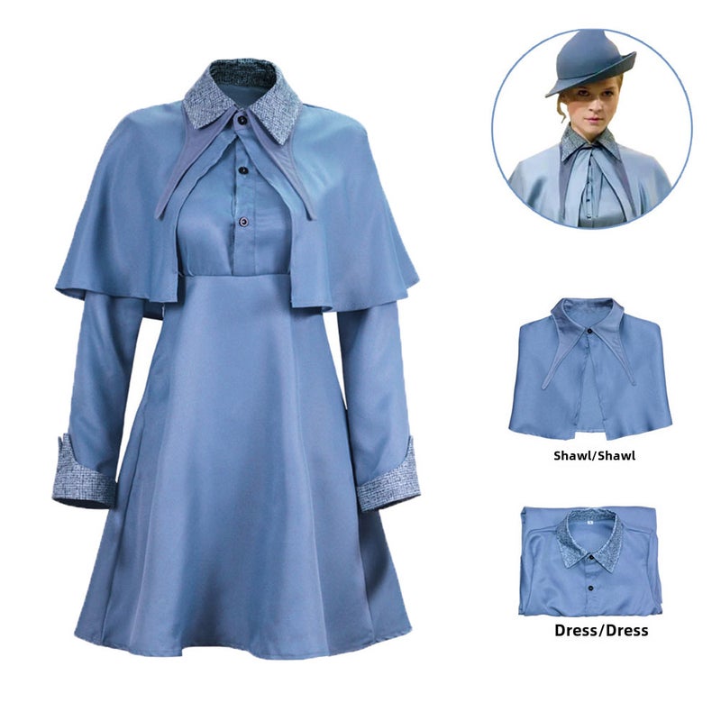 Magic Awakening Cosplay Busbarton Girls Uniform Lotus cos clothing (hat + shawl + dress) 