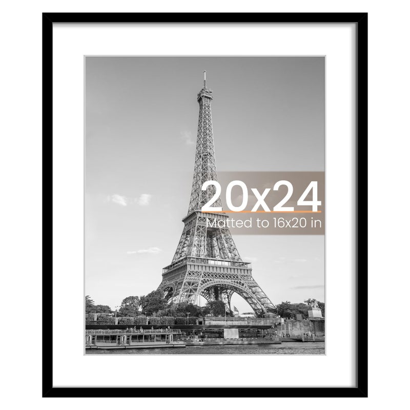 upsimples 20x24 Picture Frame, Display Pictures 16x20 with Mat or 20 x 24 Without, Wall Hanging Poster Frames, Black, 1 Pack - Image 1