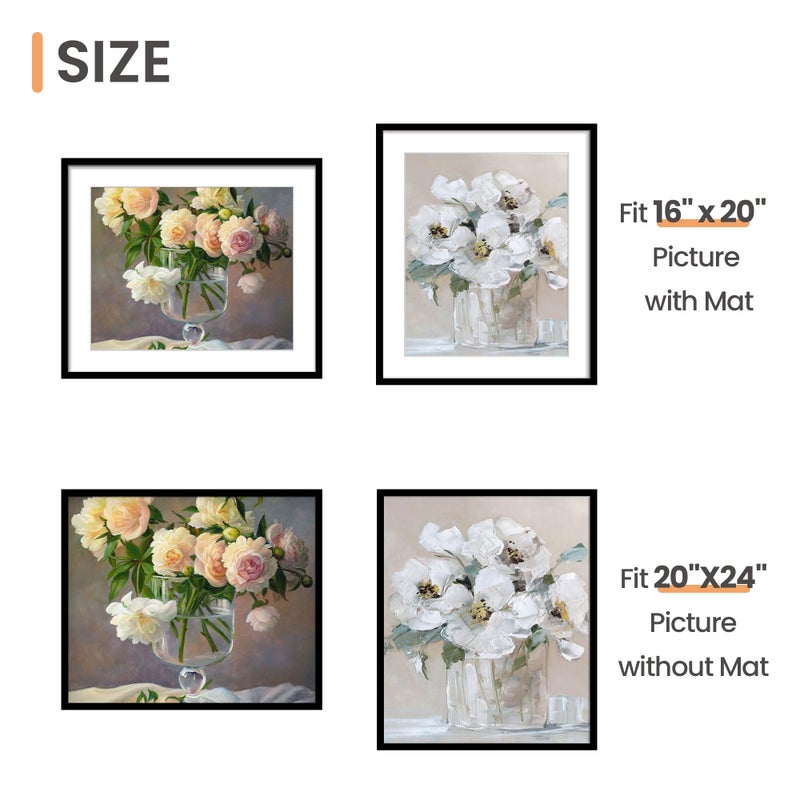 upsimples 20x24 Picture Frame, Display Pictures 16x20 with Mat or 20 x 24 Without, Wall Hanging Poster Frames, Black, 1 Pack - Image 3